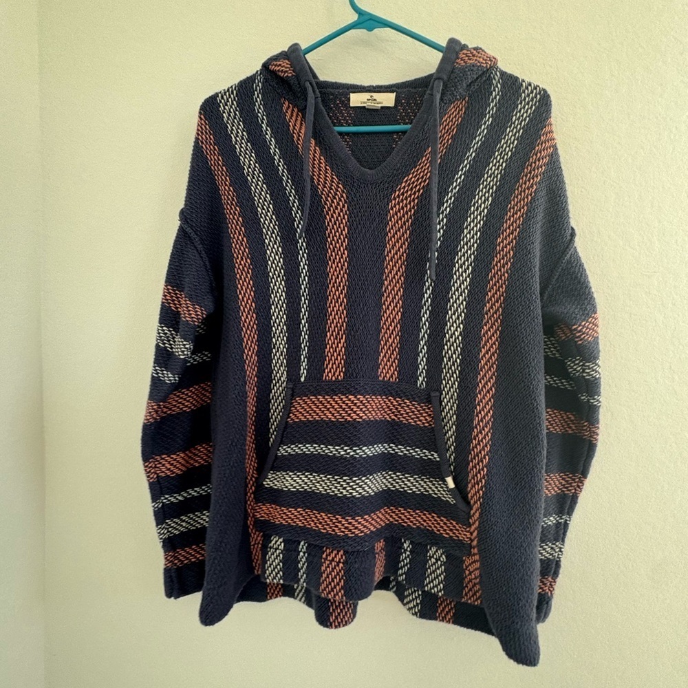 Rip Curl Revival Striped Knit Poncho Navy - Picture 8 of 13